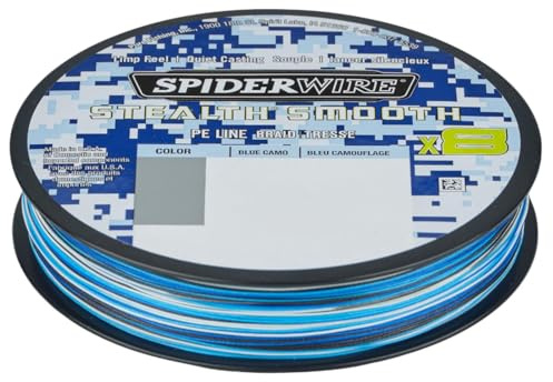 Spiderwire Stealth Smooth 8 New 2020, 300 m, Blue Camo, 8-vägs flätat snöre med mikrobeläggning, 0,06 mm - 0,39 mm, 5,4 kg - 46,3 kg (300, 0,23 mm - 23,6 kg)