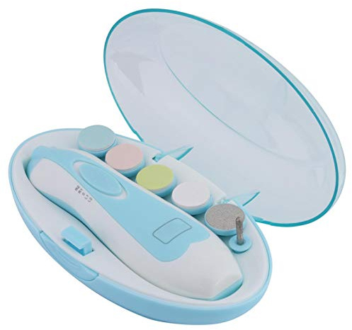 Cortaúñas para bebés, 4 ajustes de velocidad, lima de uñas para bebés, lima de uñas eléctrica, lima de uñas para bebés con 6 cabezales abrasivos, tijeras de uñas para bebés, kit de aseo para bebés