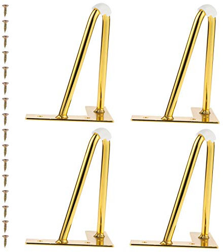 15 cm Goldene Haarnadel Tischbeine aus Gold, 4 Stück moderne DIY-Metallmöbelbeine, Doppelt Geschweißte Tischbeine mit Bodenschutz und Schrauben