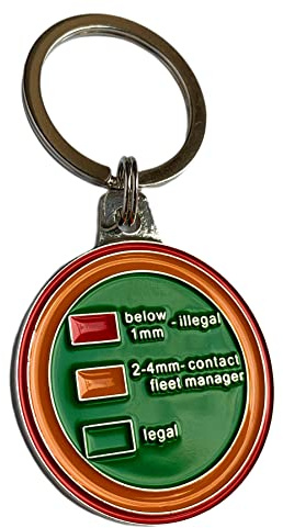 Round Tyre Tread Depth Gauge for HGV, Depth Checker, Tire Tread Depth Gauge UK, Portable Tyre Depth Measuring Tool Keychain for Trucks (1 Pack)