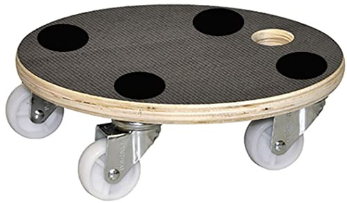 Home It® Pflanzenroller 30 cm rund – Holzoptik, 150 kg Tragkraft, 4 Rollen (2 mit Bremse), nachhaltiges Material, Schwarz