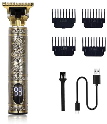 Tagliacapelli Uomo Professionale Tagliacapelli Rasoio Elettrico Capelli Trimmer Macchinetta con Display a LED e Ricarica USB Ricarica Rapida, Precisi T-Lama Capelli/Barba per Famiglia/Barbiere
