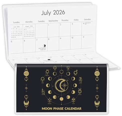 Zuozee Pocket Calendar 2026-2027, Small Pocket Planner 2026 for Purse, Monthly Planner with Pvc Cover, Small Size (3.5 x 6), From January 2026 - December 2027 - Moon Phase