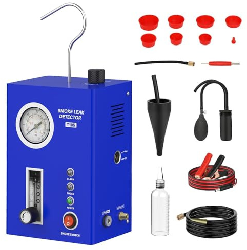 MOTOCOCHE Macchina del Fumo EVAP per Veicoli automobilistici (KFZ), Pompa ad Aria Integrata, Detector di perdite di Fumo con manometro Compatibile con Tutti i Veicoli 12V CC (Auto, Moto, Barche,ECC)