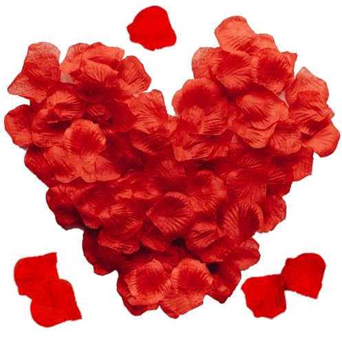 3 000 stycken rosenblad, konstgjorda blad för rosor, konstgjorda rosenblad, rosblad, dekoration, rosenblad, bröllop att sprida, bordsdekoration, födelsedag, romantisk atmosfär (röd)