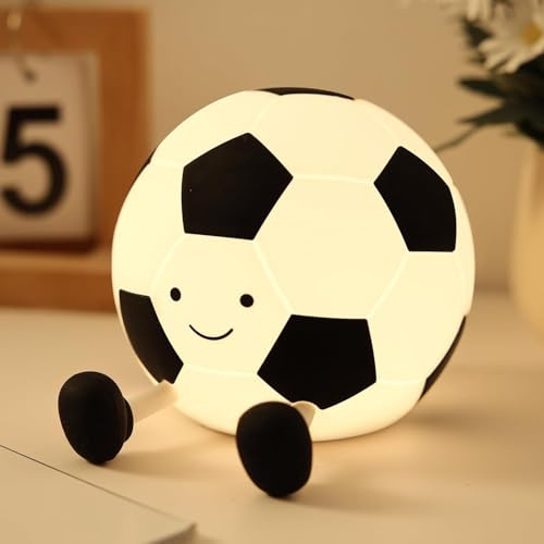 YISUN Football Night Light, Rechargeable Silicone Football Lamp for Kids | Cute Portable Touch Lamp with 3 Levels Dimmable, 30 Mins Timer, Childrens Nightlights Gifts for Boys Girls