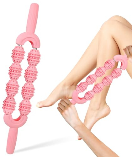 Massagerulle, fascia pinne, massagerulle, muskel massageapparat, massagerulle, massagerullben för att lindra ömhet i musklerna, muskelsmärta, kramper, ryggbesvär, rosa