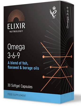 Omega 3-6-9 Softgels | Supports Normal Heart Function & Cardiovascular Health | Essential Fatty Acids from Fish, Flaxseed & Borage Oil | Vitamin E for Antioxidant Support | 30 Capsules | UK Made