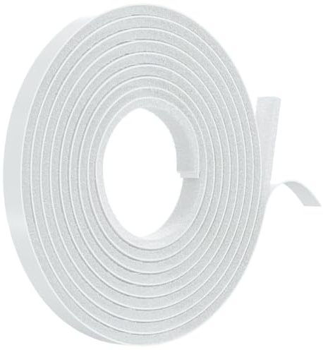 GTSE 5mm x 9mm Thick x 4.9m Draft Excluder, White Self-Adhesive Window Draught Seal Air Stopper Strip, for Windows, Sliding Doors, External Doors, Brush Weather Stripping