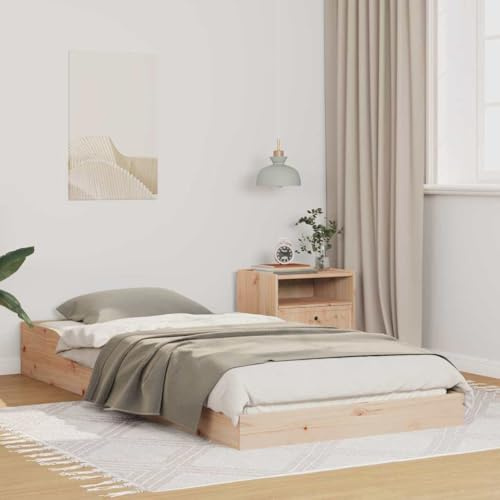 vidaXL Sängram Naturfärg 75 x 190 cm Massiv furu, Modern, rektangulär sängram, solid furu, hållbar sovlösning, inomhus, rustik stil, möbel för gästrum