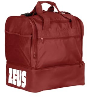 Borsa Medium per Zeus Sport Ampio Scomparto Relax Allenamento Fitness Palestra Borsone Borse Borsoni Attrezzatura Calcio Calcetto Tracolla Regolabile Fondo Rigido (Granata, H 50 x L 48 x P 27 cm)