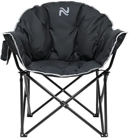 Obqer Folding Heated Camping Chair, 500LBS Heavy Duty Camping Chairs With Headrest & Cup Holder, 3 Level Heat Adjustment, High-Density Sponge Padded, For Watching Sports,Camp, Battery NOT Included