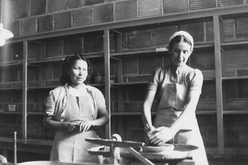 History Galore 8x12 Gallery Poster, Women make pottery on the potter wheel 1941