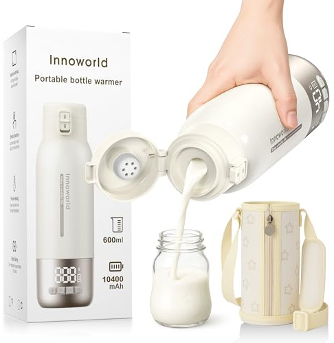 Portable Bottle Warmer for Travel,600ml Baby Milk Warmer for Breastmilk & Formula with Fast Heating,10400mAh Long Battery Life,USB-C Charging,Ideal for Car,Vehicle & Airplane Journeys