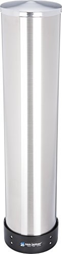 San Jamar C3500P Stainless Steel Pull Type Beverage Cup Dispenser, Fits 32oz to 46oz Cup Size, 4 to 4-7/8 Rim, 23-1/2 Tube Length