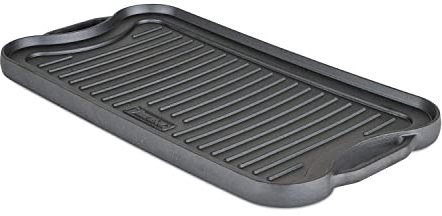 Viking Griddle, 20 Inch Reversible Cast Iron Grill Pan, Pre-Seasoned, Oven Safe, Induction Ready, Black