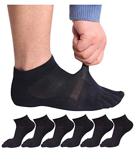 UBUMO Men's Five Finger Toe Socks Cotton Crew Casual Colorful Patterned 5/6 Pairs