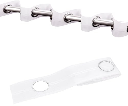 Trimming Shop Cinta de cabecera de cortina con 40 anillos de metal plateados, cinta con ojales para barra de 40 mm, cortinas, decoración de puertas y accesorios de ventana de bricolaje (5 metros de