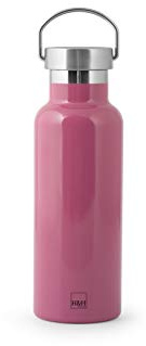 H&H Botella térmica de acero inoxidable 18/10 sin BPA, botella de agua reutilizable, para adultos y niños, termo de metal para bebidas calientes o frías con atractivo diseño, 500 ml, Fucsia