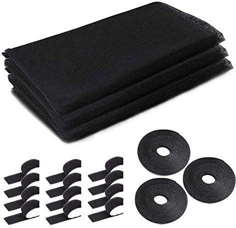 Mosquitera Ventana,Tela para Mosquitera,Negro Anti Mosquito Malla 3 Paquetes 130cm x 150cm Insectos de la Protección de la Ventana se Mosquitera Ventanas Puede Cortar