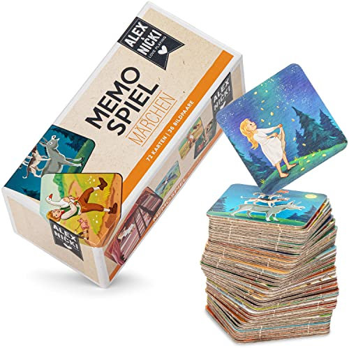 Alex & Nicki® Memory Spiel Märchen, Geschenk Mädchen 4 Jahre, Geschenk Junge 4 Jahre, Spielzeug ab 4 Jahre Junge & Mädchen, Kartenspiel ab 4 Jahre, Kinderspiele, Memory Erwachsene, Memo, Memories
