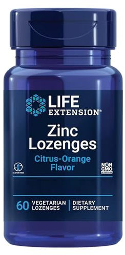 Life Extension, Zinc Lozenges (Comprimés à Sucer au Zinc), au Goût d'Agrumes et d'Orange, 60 Comprimés à Sucer végétaliens, Sans Gluten, Végétarien, Sans Soja, Sans OGM