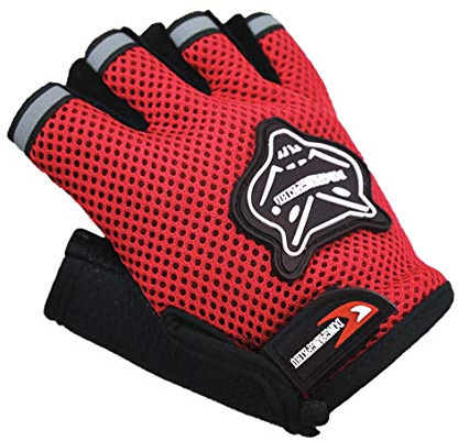 JIAHG Gants de Cyclisme Enfants Demi-Doigts en Maille Respirant pour Vélo Planches à roulettes Escalade Gants de Sport Antidérapant pour Garçons 4-7 Ans Mitaines Doux Convient au Printemps Été