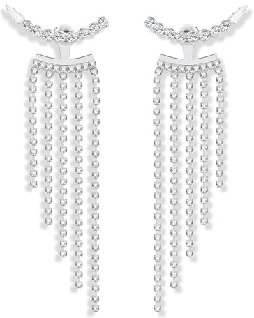 ASH'S CHOICE Boucles d'Oreilles Pendantes Femme Argent Or Chaîne Franges | Longues Boucles d'Oreilles Pendantes Argenté Plaqué 14K Double Chaîne Serpent Hypoallergénique Bijoux Cadeaux Femme
