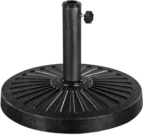 Yaheetech Pied de Parasol Rond 14 kg Socle de Parasol en Résine et Métal Ø46x34 cm Accessoire d'extérieur pour Terrasse Piscine Patio Jardin Restaurant Noir