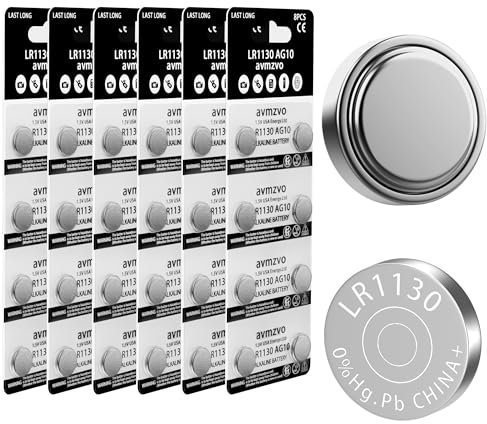 avmzvo Pilas de botón LR1130 AG10 LR 1130 batería 1,5 V (48 Unidades) LR54 1131 189 Pila de botón alcalina sin Mercurio (LR1130-6-48)