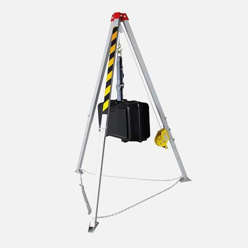 Generico Set treppiede per Uso Commerciale in spazi ristretti, Sistema di Salvataggio Portatile con treppiede con Gambe Regolabili Lunghe 2,14 m, Set di Protezione anticaduta con Imbracatura di sicur