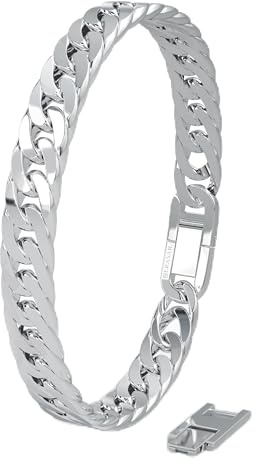 SERASAR Bracciale da Uomo in Acciaio Inox Argento Gioielli Curb Chain per Uomini Regali