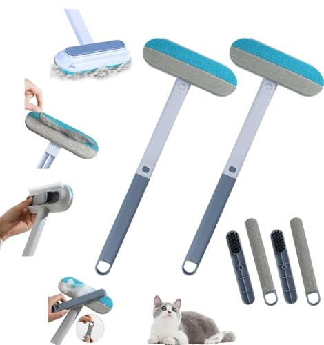 2 PCS Multifunzione Togli Peli Animali,4 in 1 Spazzola per Gatti Cani,Remover Gatto,Spazzola Peli Gatto,Rimuovi Peli Animali per Divani Tappeti Piastrelle Multifunzionale,Bagnato e Asciutto(2PCS)