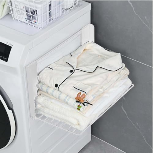 Fosoloni Étagère magnétique pour machine à laver - 41 x 25 cm - Étendoir à linge extensible - Accessoire pour sèche-linge, organisateur pour serviettes, cintres, linge sale - Blanc