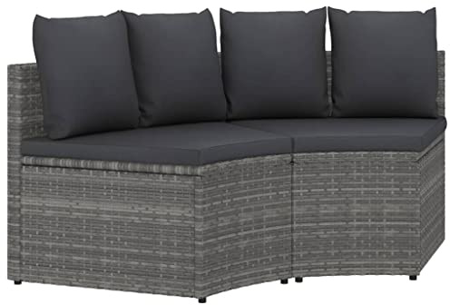 Tonture Ensemble de 2 canapés de jardin, en polyrotin gris, coussins gris foncé, en forme d'éventail, pour balcon, terrasse, extérieur, robuste, ensemble de meubles d'extérieur