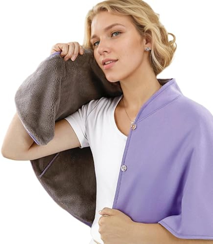 Warm Shawl 32x17 Thickened Plush Protective Shoulder Shawl, 360° Wrap Soft Comfortable Washable Shoulder Cape for Elderly Women Old People Winter Bed Jackets for Elderly Women