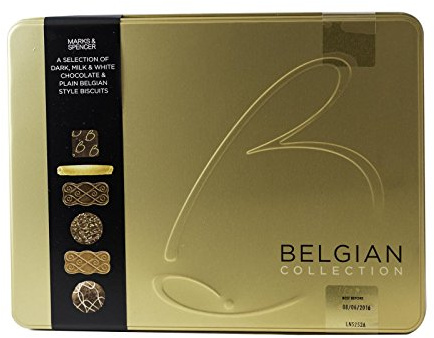 M&S / Marks & Spencer | Une Sélection de Biscuits à la Belge au Chocolat et Nature 400g | Luxury Tin Selection of Belgian Style Biscuits 400g | From the UK