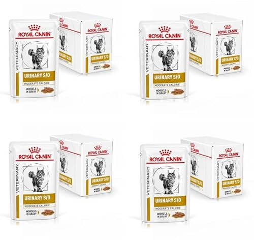 Royal Canin Veterinary Urinary s/o Moderate Calorie | 4er Pack | 4 x 12 x 85 g | Diät-Alleinfuttermittel für Katzen | Zur Auflösung von Struvitsteinen | Niedriger RSS-Wert