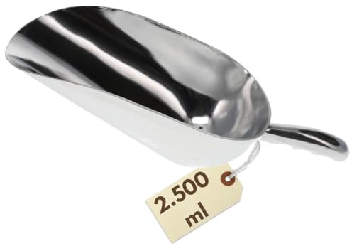 Aluminium Abwiegeschaufel 2500 ml Rund Futterschaufel Alu Mehlschaufel Eisschaufel Handschaufel Gewürzschaufel Dosierschaufel Abfüllschaufel