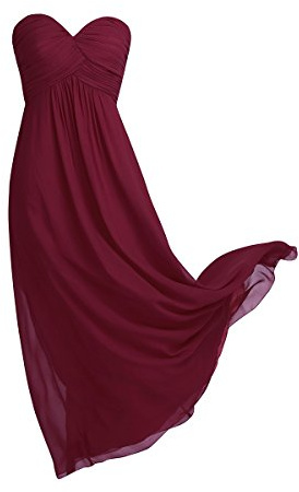 iiniim Donna Abito da Sera Lungo Senza Maniche per Damigella d'Onore, Cerimonia,Spettacolo, Compleanno Vestito Formale Borgogna 38