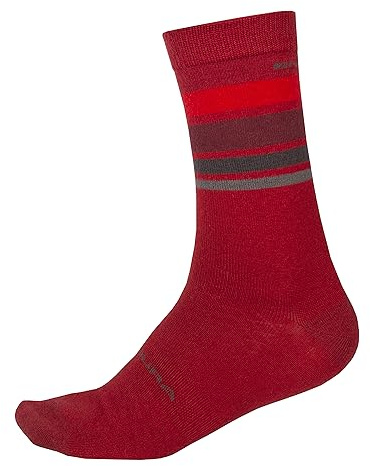 Endura BaaBaa Merino Stripe Fahrradsocken für Herren, Rot, L