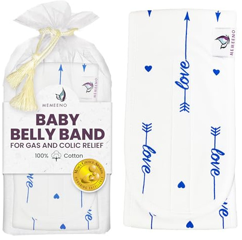 MEMEENO Belly Band for Baby Gas and Colic Relief - Heating Pad for Colic, Heated Tummy Wrap for Newborn infants, Love Him