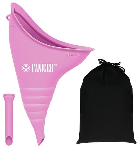 Weibliches Urinal, tragbare weibliche Toilette für Reisen, Frauen-Urinal mit Kordelzugbeuteln und Trichter, Trichter Urinbecher Ständer zum Urinieren, Autoreisen, Camping & Wandern Essentials für