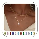 FIOROYAL 14K förgylld kedja dam, födelsesten berlock halskedja guld, stapelbar guldkedja dam, utsökt smaragd ruby födelsesten kedja kvinna flicka mamma, födelsedagspresent för kvinnor