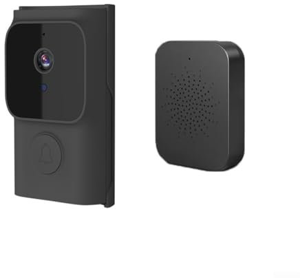 Eawfgtuw Sonnette sans fil avec caméra vidéo WiFi avec communication bidirectionnelle et vidéo haute définition, pour sonnette sans fil Tuya Outdoor Home (Noir)