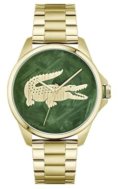 Lacoste Montre à Mouvement à Quartz Trois Aiguilles pour Homme Collection Le Croc avec Bracelet en Acier Inoxydable de Couleur Dorée - 2011394