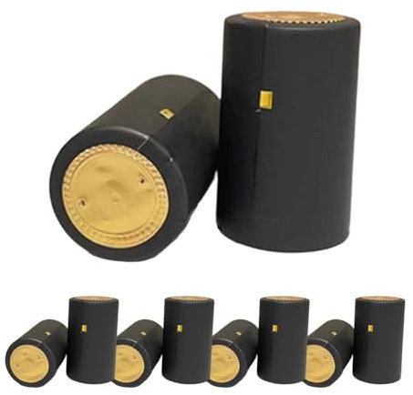 MagiDeal Lot de 100 Capsules de Vin Thermorétractables En Pvc, Sûr Non Toxique, Vin Bouchons Rétractables Capsules, Wrap Caps Vin Capsules, pour Bouteilles de Vin, La Maison Ou Le Bar, Noir