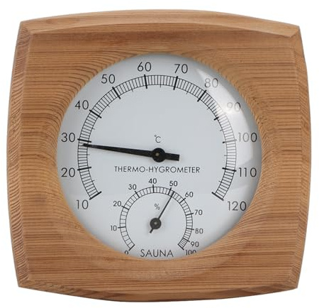 Riuulity Bastu Rummometer, cederträ 2 i 1 Termo Hygrometer för Kontroll Av Temperatur och Fuktighet i Bastu Rum
