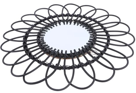 HIAKDOFT Espejo De Pared Rattan Negro Decoración Moderna para Hogar Espejo Colgante Resistente con Diseño Chic y Elegante para Sala y Entrada