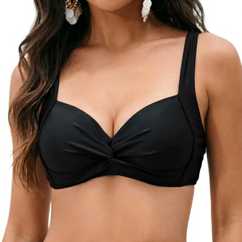 NLAND Bikinitopp för kvinnor Push Up Baddräkt Badmode Twist Cut Top Klassisk Retro Bikiniöverdel
